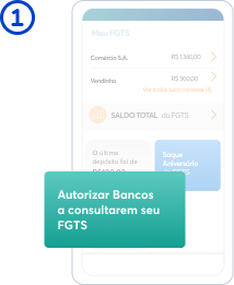 Imagem do aplicativo FGTS selecionando a opcao 'Autorizar Bancos a consultarem seu FGTS